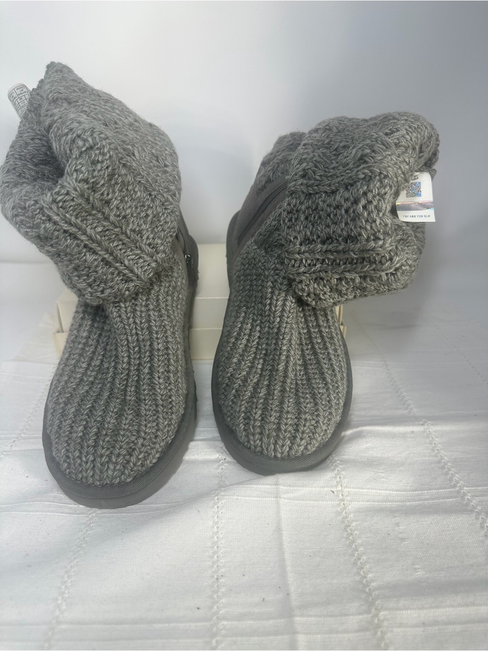 UGG Knit Fold-Over Boot in Light Gray